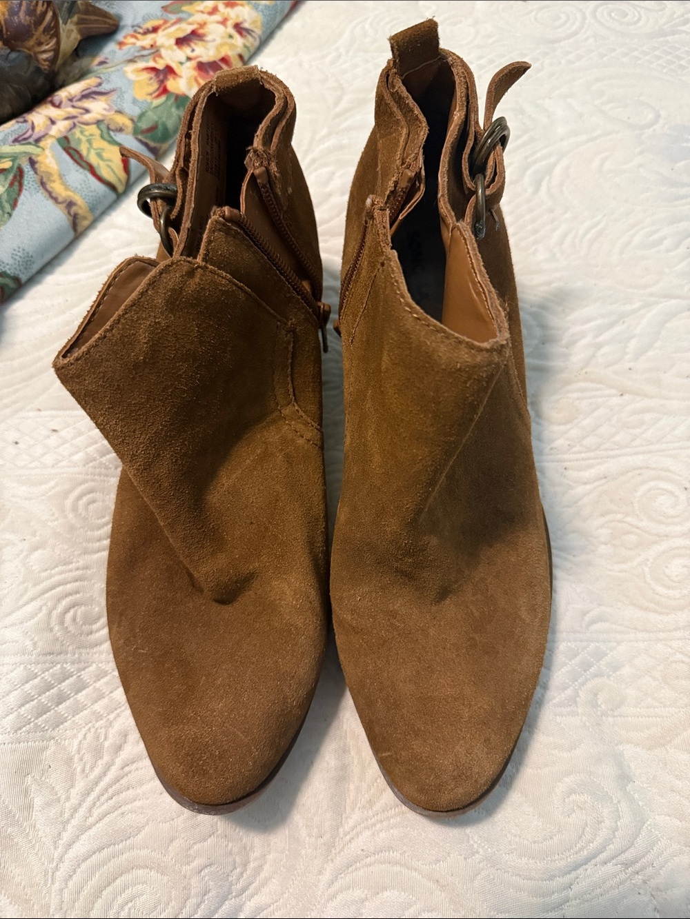 Sonoma Brown Suede Ankle Booties with Side Buckle